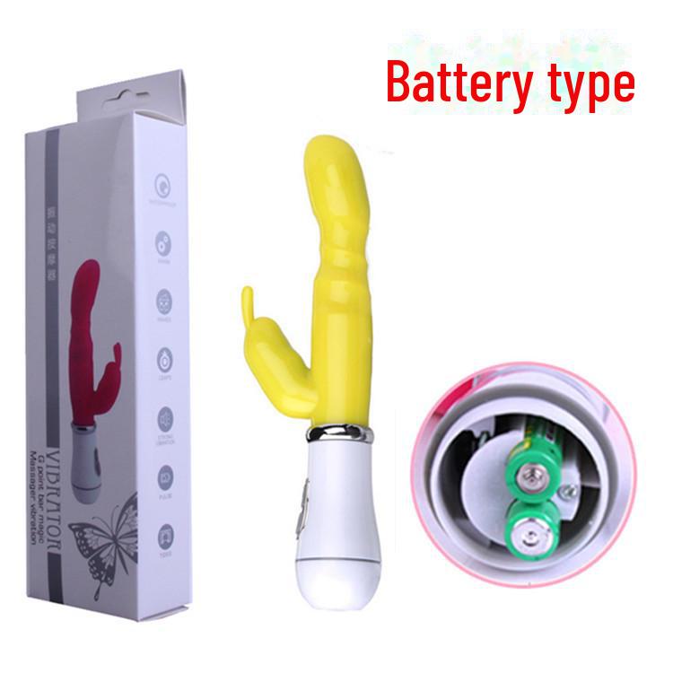 Vibrator reîncărcabil cu șoc dublu pentru punctul G, tip iepure, pentru cupluri - Dispozitiv de masaj cu vibrații intense