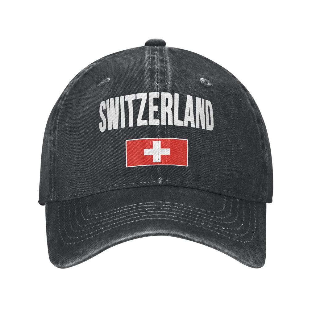 Swiss Switzerland Flag Trucker Hat Merch For Unisex Baseball Caps Retro Headwear Cap Adjustable