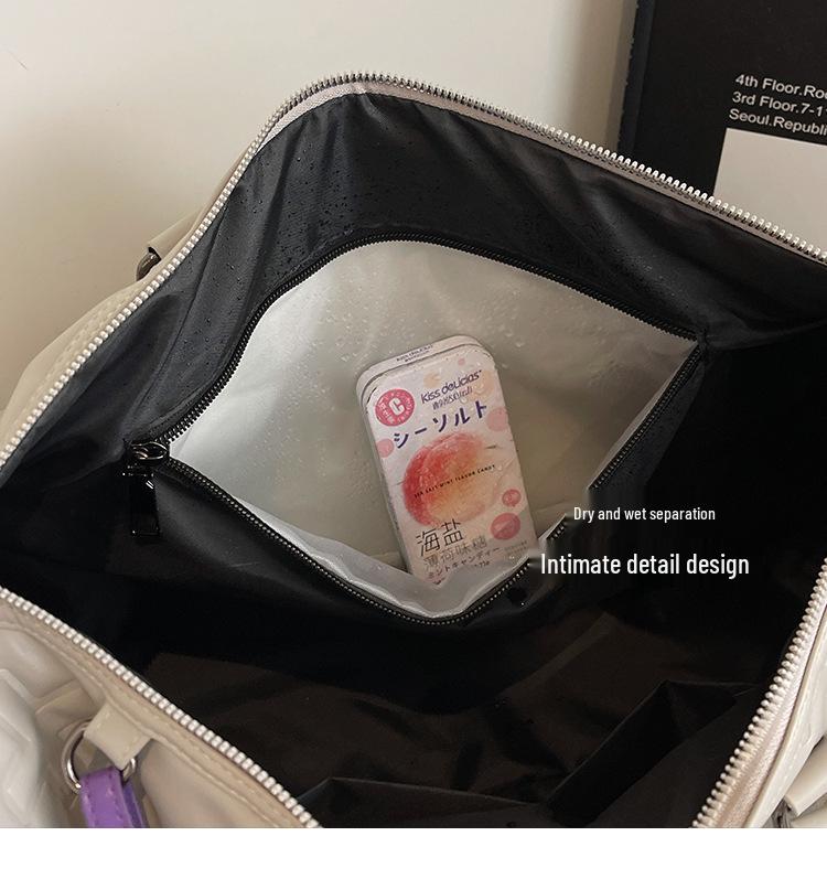 Fashionable PU Embossed Women's Handheld Travel Bag - Large Capacity Carry-on with Wet/Dry Separation for Business and Fitness.