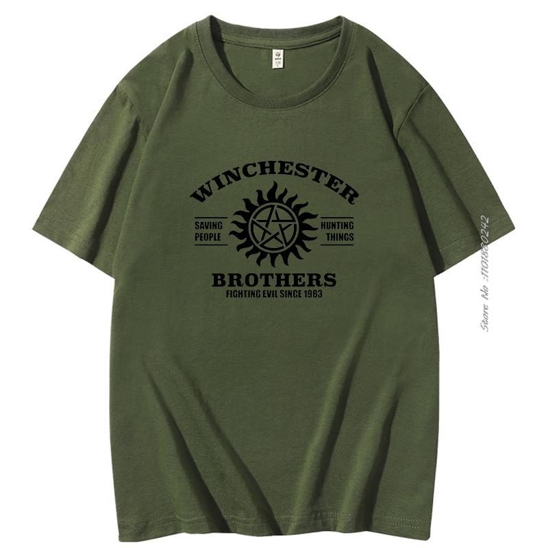 Supernatural Winchester Bros Unisex Tshirts Summer Cotton Short Sleeve Tshirts Harajuku Streetwear Tees Tops Mens Clothes