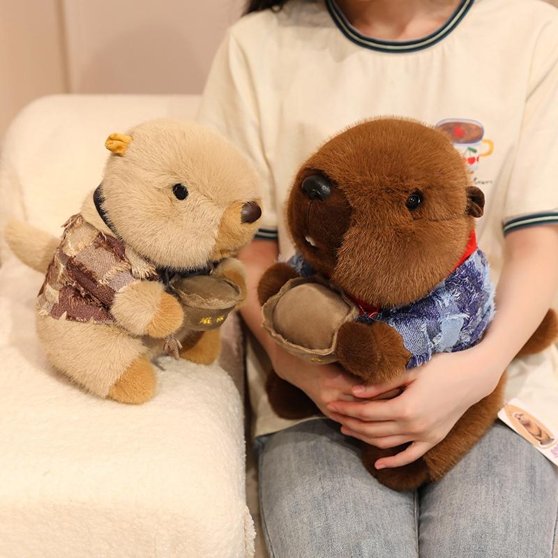 Cute Groundhog Plush Toys Keychain Simulation Marmot With Clothes Soft Doll Stuffed Animal Pillow Kid Birthday Gift Home Decor