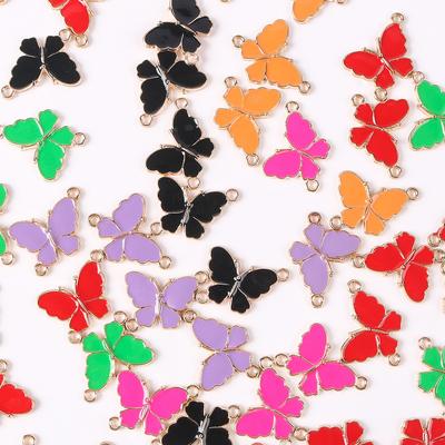 Alloy Double Hanging Drip Oil Butterfly Pendant Diy Necklace Earrings Earrings Making Material Butterfly Pendant Accessories