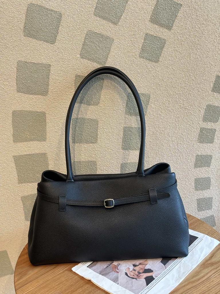 First Layer Cowhide Premium Belt Tote Bag Niche Design Leather Handbag Versatile Commuter Shoulder Armpit Bag