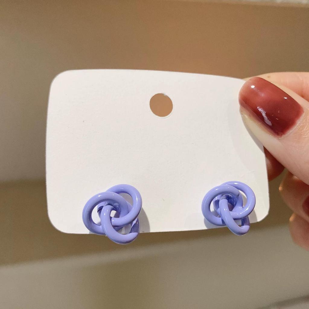 Silver Needle Dongdaemun Fresh Colorful Earrings - Simple, Versatile, Luxury Studs with a High-End Sense