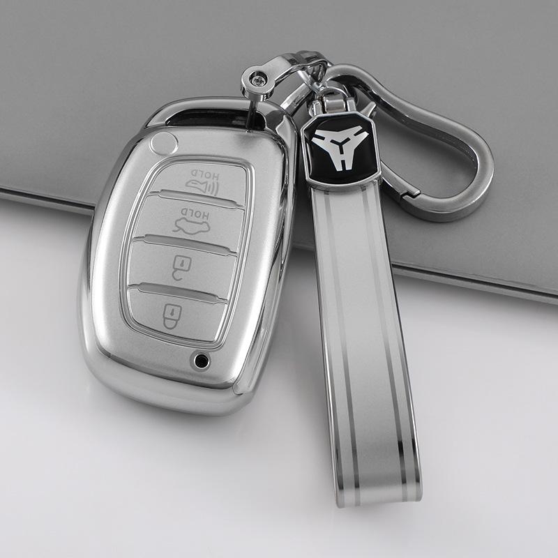 Hyundai Tucson L Quicksand Silver 4-Button Key Case - Korean Car Interior Protective Shell