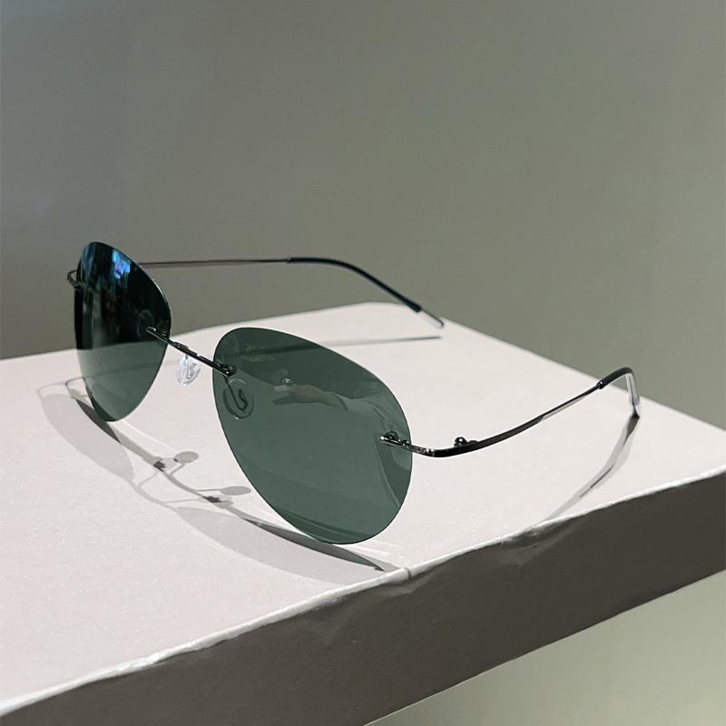 Rimless Pilot Sunglasses Men Fashion Vintage Solid Color Outdoor Shades Women New Trendy Luxury Brand Design Sun Glasses