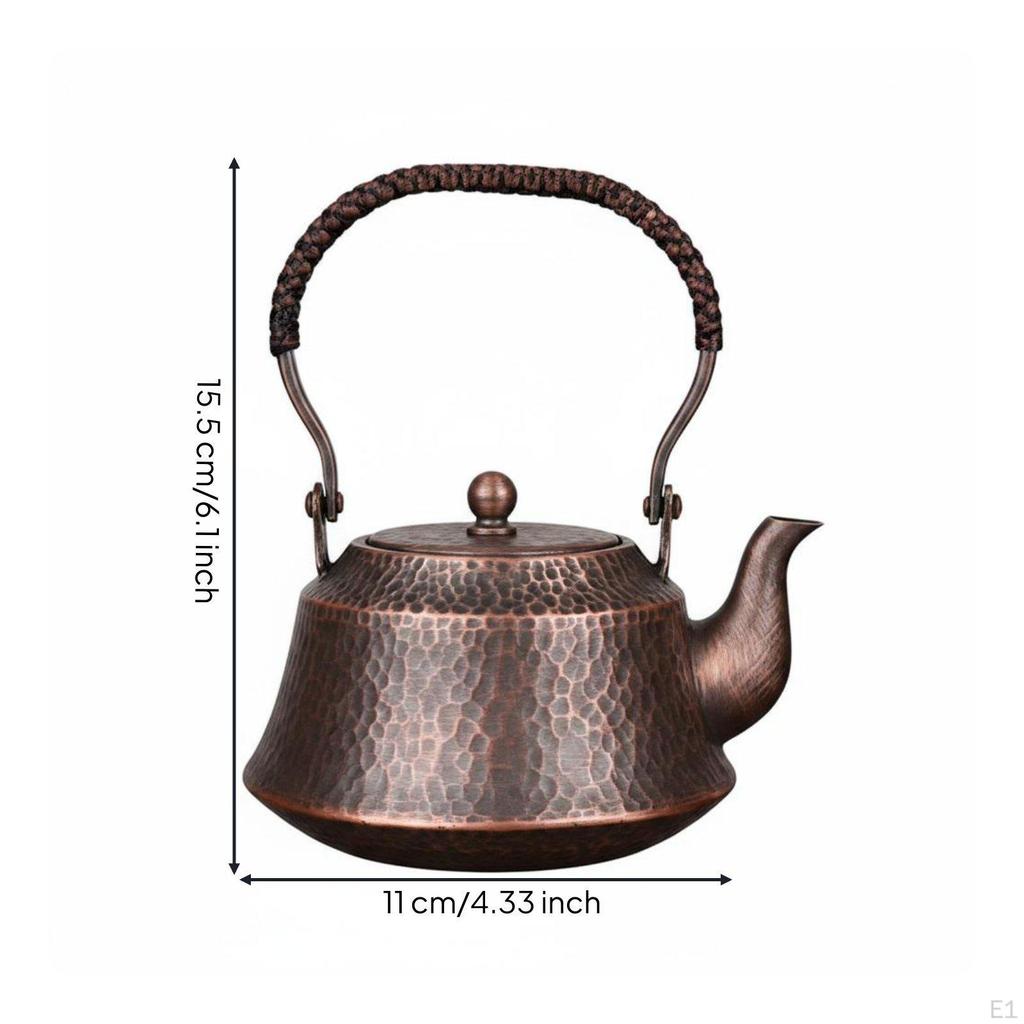Handmade Copper Tea Kettle Thickened Body Hammered Teapot Traditional Craftsmanship Lift
