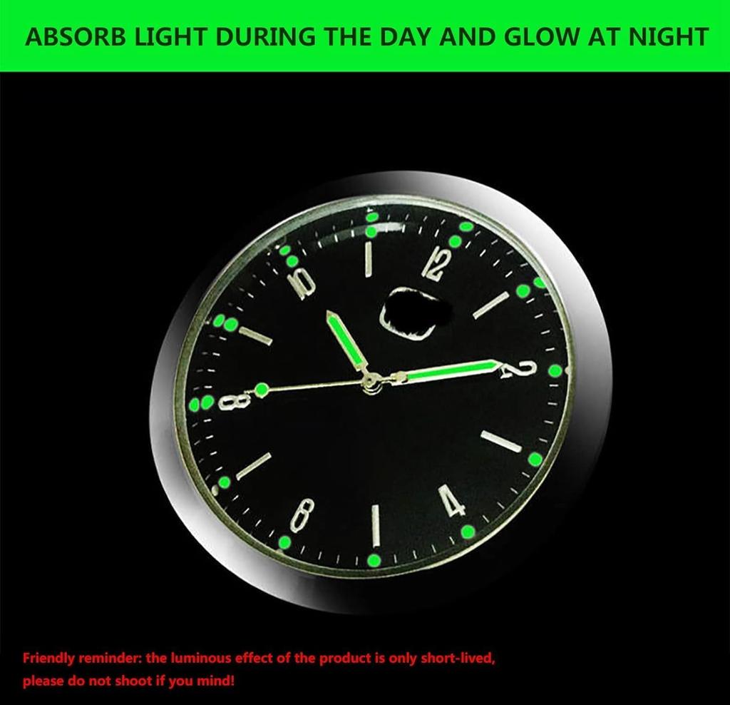 Joxoilso Multifunctional Fluorescent Car Dashboard Clock Car Mini Auto Clock Car Clock Refit Interior