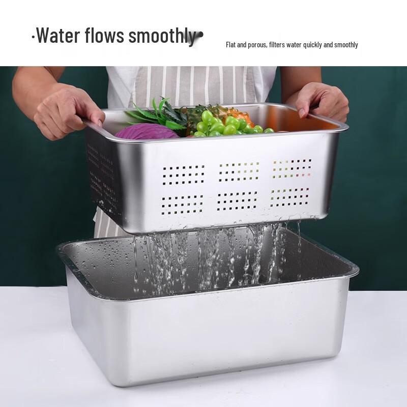 Deep Stainless Steel Rectangular Drain Tray with Lid