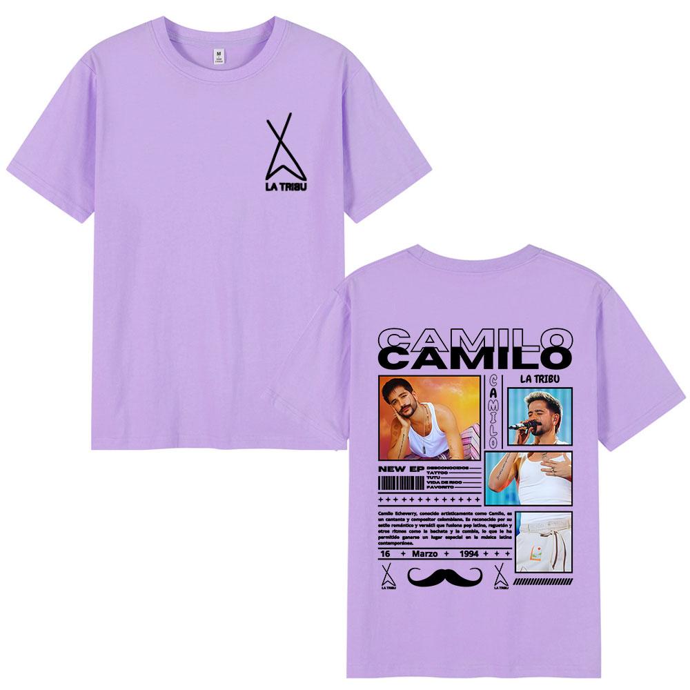 Singer Camilo La Tribu Album Tshirts Unisexs Women Clothing Fashion Hip Hop Oversized T Shirts Cotton Casual T Shirt Streetwear