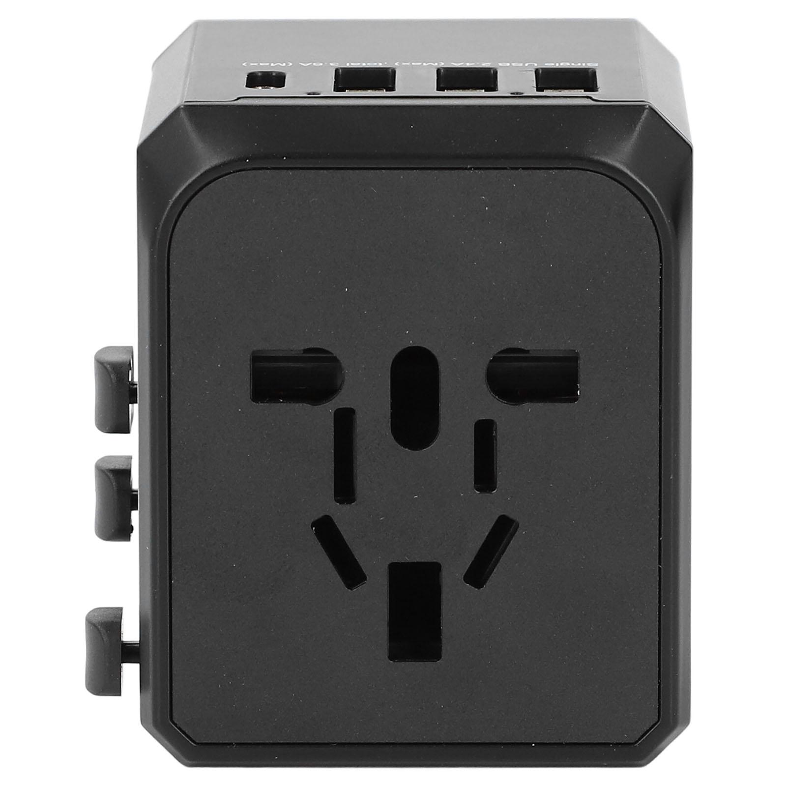 

Дорожный адаптер питания с 3 USB A 1 USB C Портативный тихий дорожный преобразователь напряжения для фена чёрный