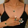 Love Rhinestone Necklace Earrings Ring Jewelry Four-Piece Set High-End Bridal Jewelry