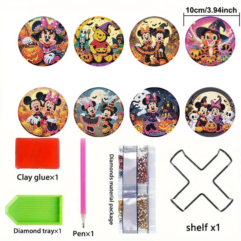 8pcsets Diamond Painting Coasters Kits with Holder Couple Series Diamond Coasters Art Kits for Adults Home Decor