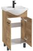 Craft oak bathroom cabinet with a 50 cm washbasin with a black tap and Mea siphon