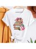 Print T-Shirts Fashion Wounisex Cartoon Summer Shirt Stylish Short Sleeve Book Flower Vintage Graphic T Top Female Tee T-Shirt