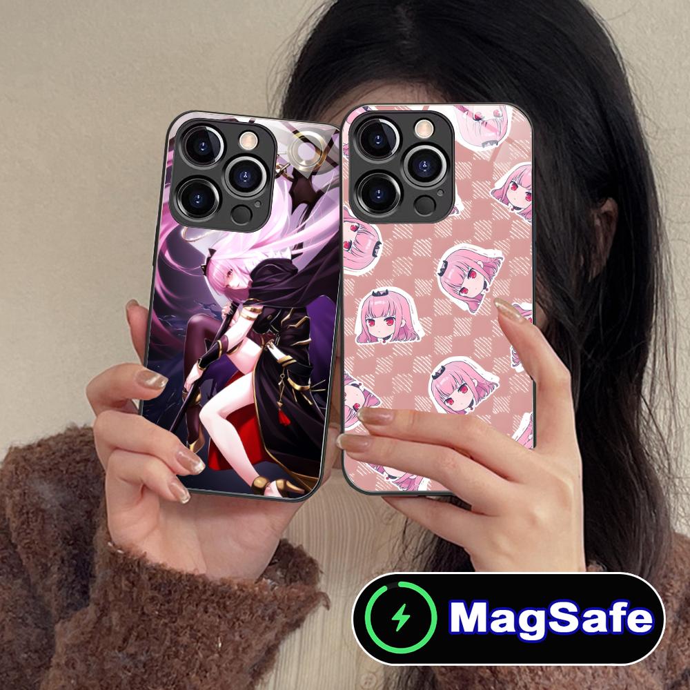 Holo Mori Calliope Glass MagSafe Mobile Phone Case for iPhone 17 16 15 14 13 12 11 Air Pro Max Plus Mini Colorful Cover