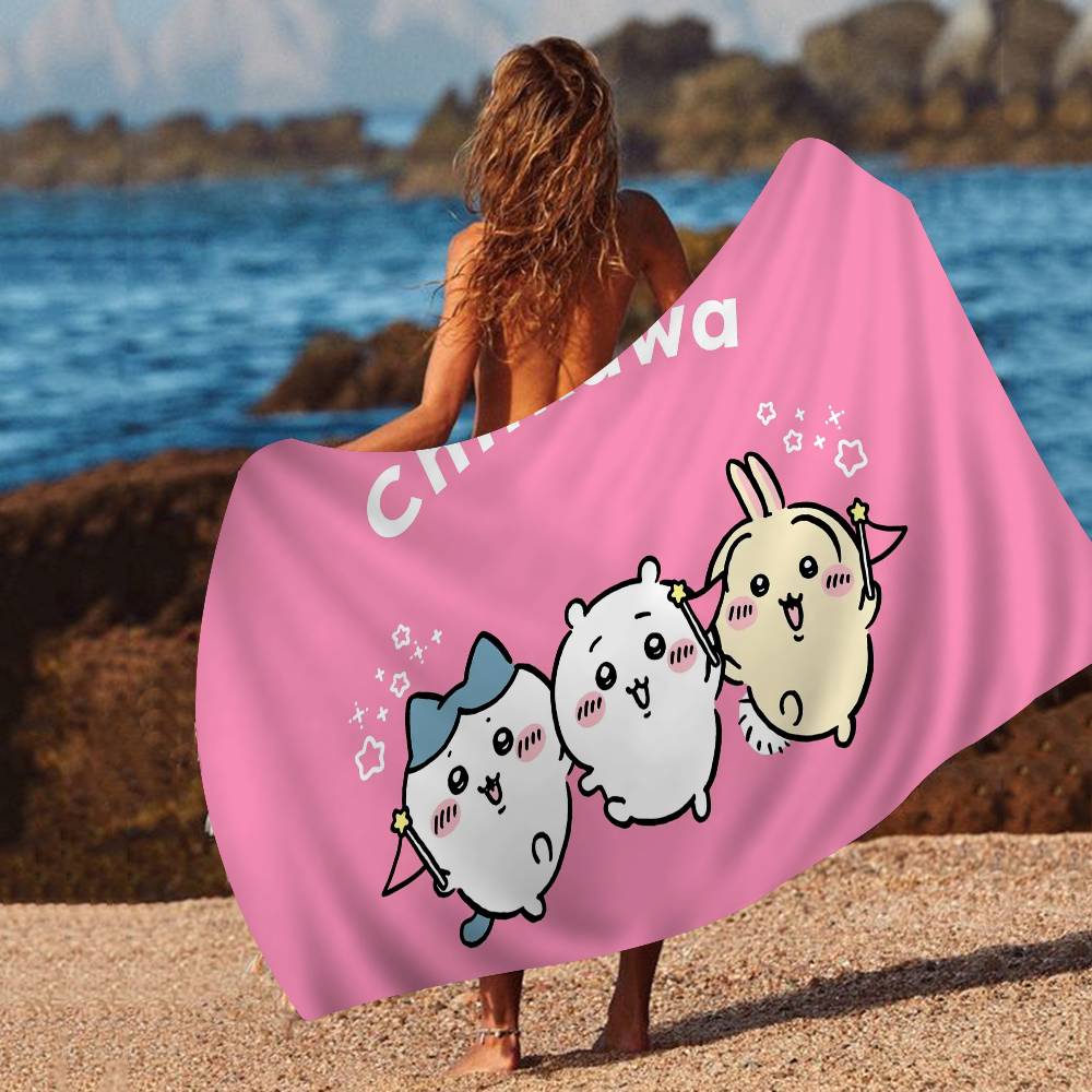 Cartoon C-Chiikawas Beach Towel Colorful Bath Towels for Girl Microfiber Quick Dry Custom Sand Free Beach Yoga Spa Gym Pool