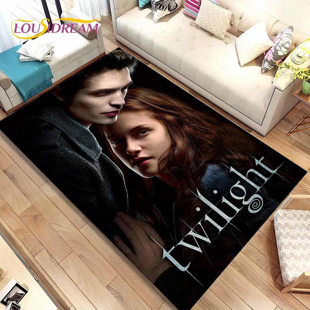 Tapete de Área Impresso em HD Saga Crepúsculo Grande, Tapete para Sala de Estar Quarto Sofá Capacho Decoração, Tapete de Chão Antiderrapante para Crianças