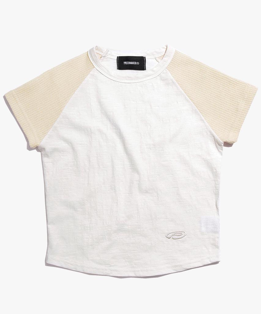 PEACE MAKER Ex Knit Cap Sleeve Crop Tee (Ivory)