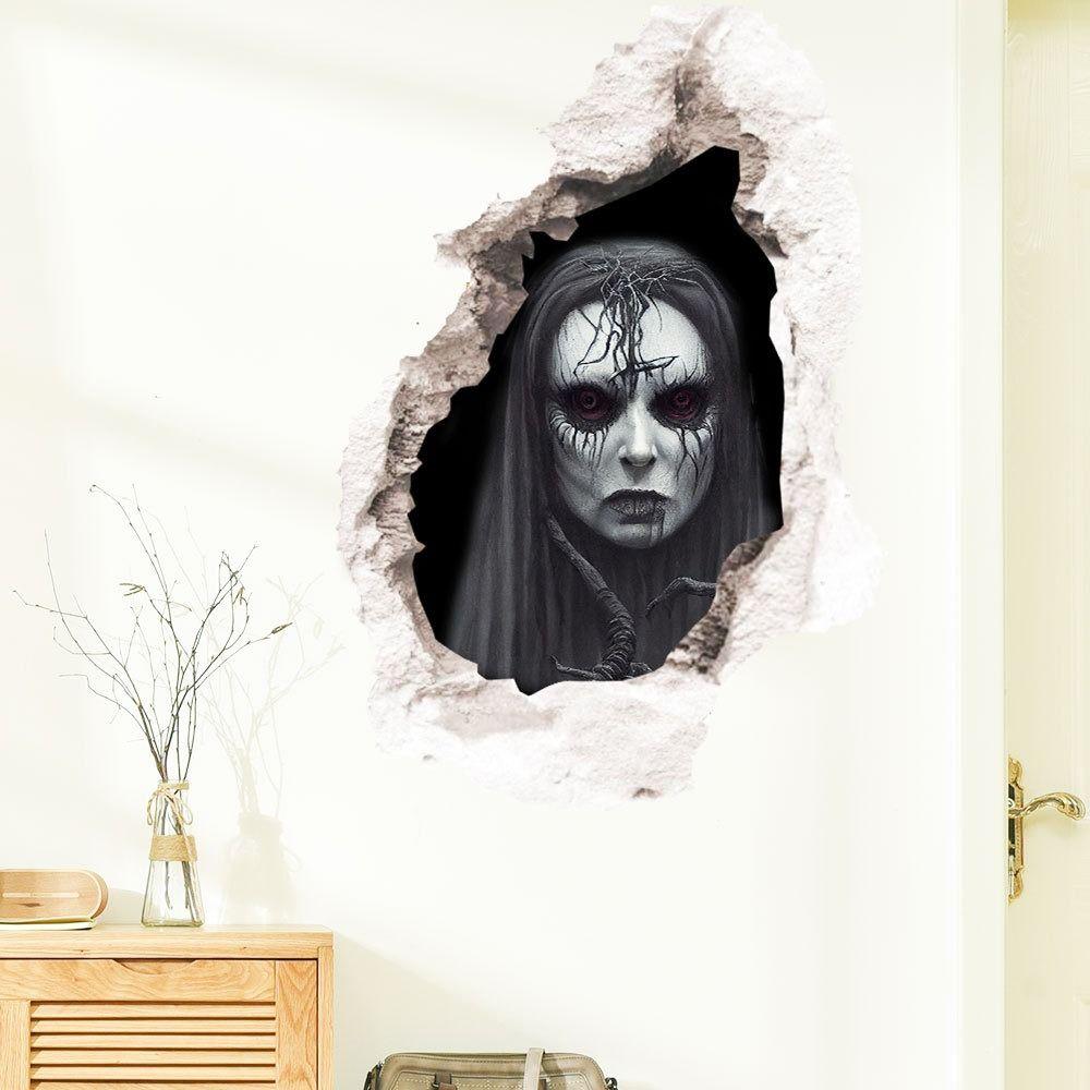 

Removable Halloween Ghost Sticker Waterproof Breaking Wall Ghost Decal Haunted House
