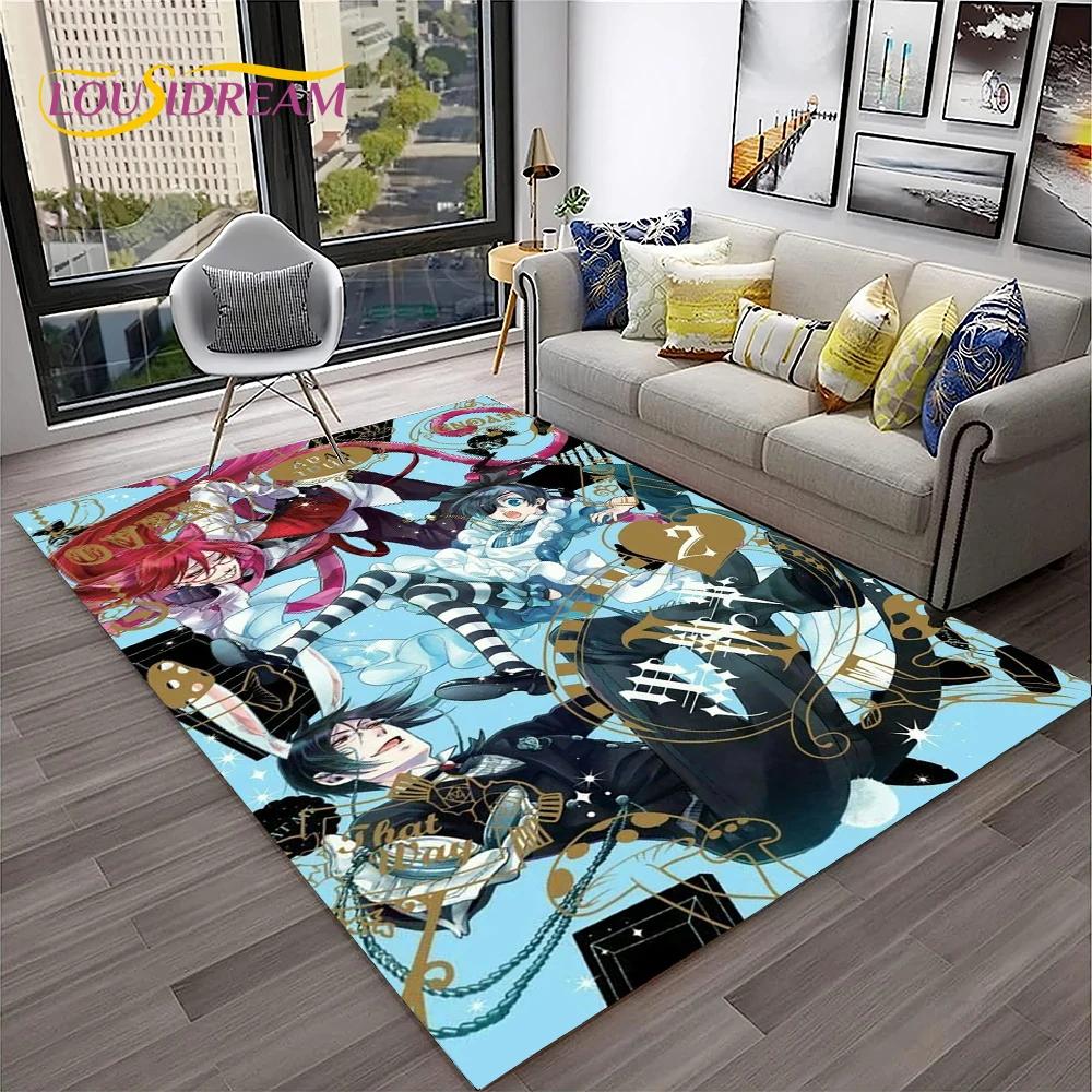 Cartoon Black Butler Anime 3D-Teppich für Zuhause, Wohnzimmer, Schlafzimmer, Sofa, Fußmatte, Dekor, Kinderspielbereich, rutschfeste Bodenmatte