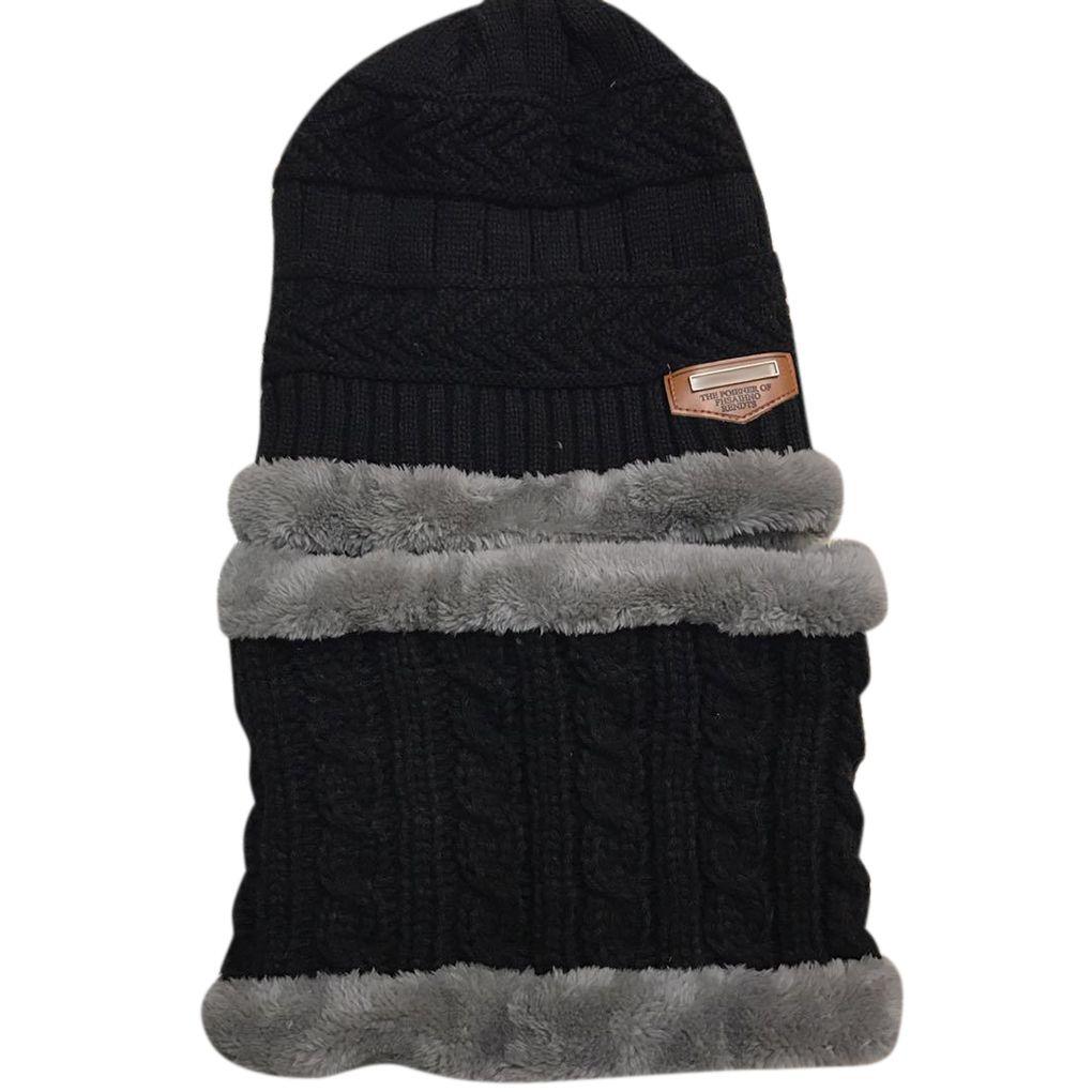 Women Men Winter Thermal Crochet Knit Baggy Beanie Wool Hat Ski Cap Scarf