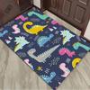 Colorful Dino World Rug for Kids' Bedrooms, Fun Cartoon Dinosaurs Carpet, Educational Play Area Mats Skid Resistant Carpet