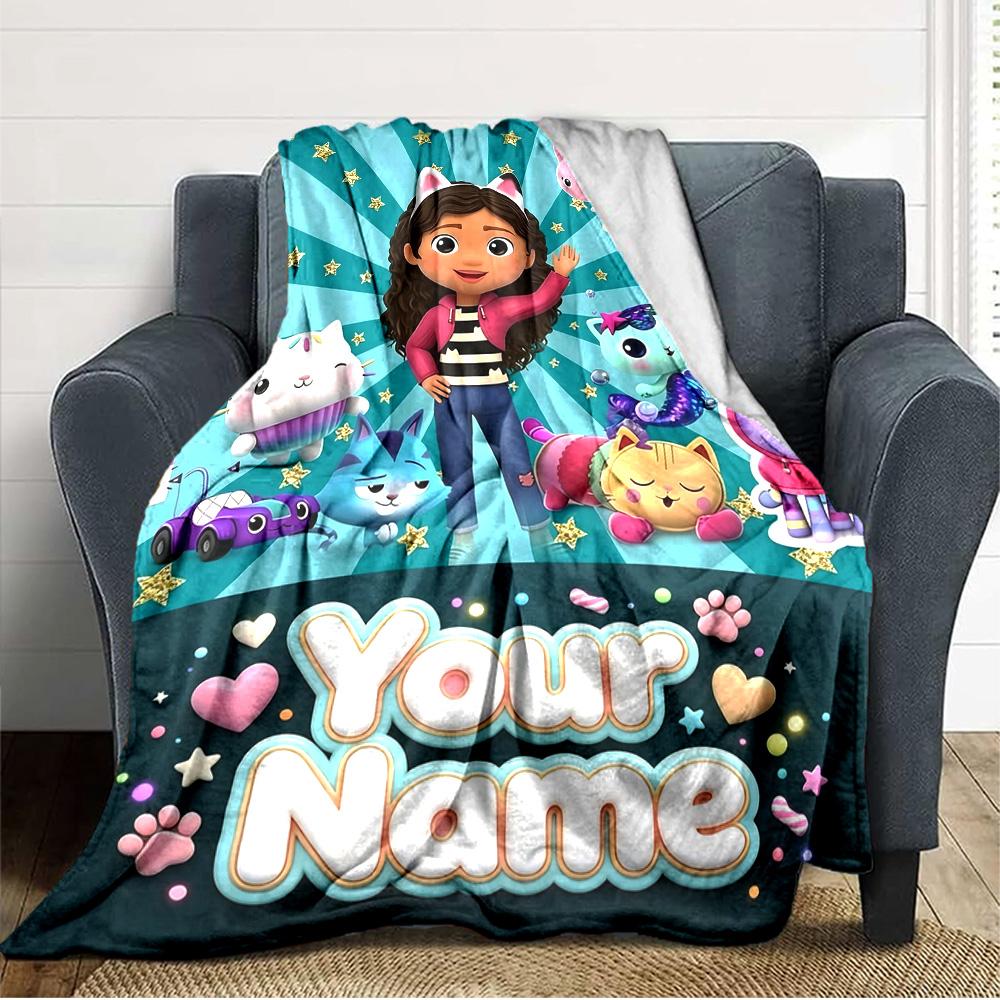 Name Custom Gabby Print Flannel Blanket High Quality Warm Comfortable Cover for All Seasons Perfect for Gifts Home Decor