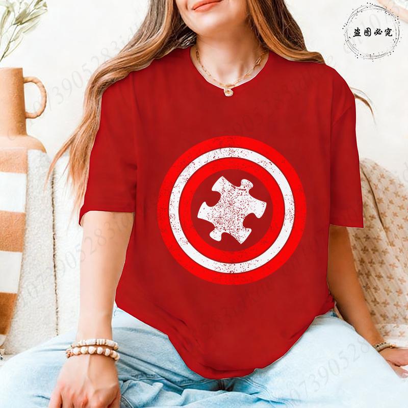 Autismus-Bewusstsein T-Shirts für Unisex: Schild Puzzle-Stück Grafik Kurzarm-Oberteile 2026 Trendige Lässige Mode Tägliche Wear T-Shirts