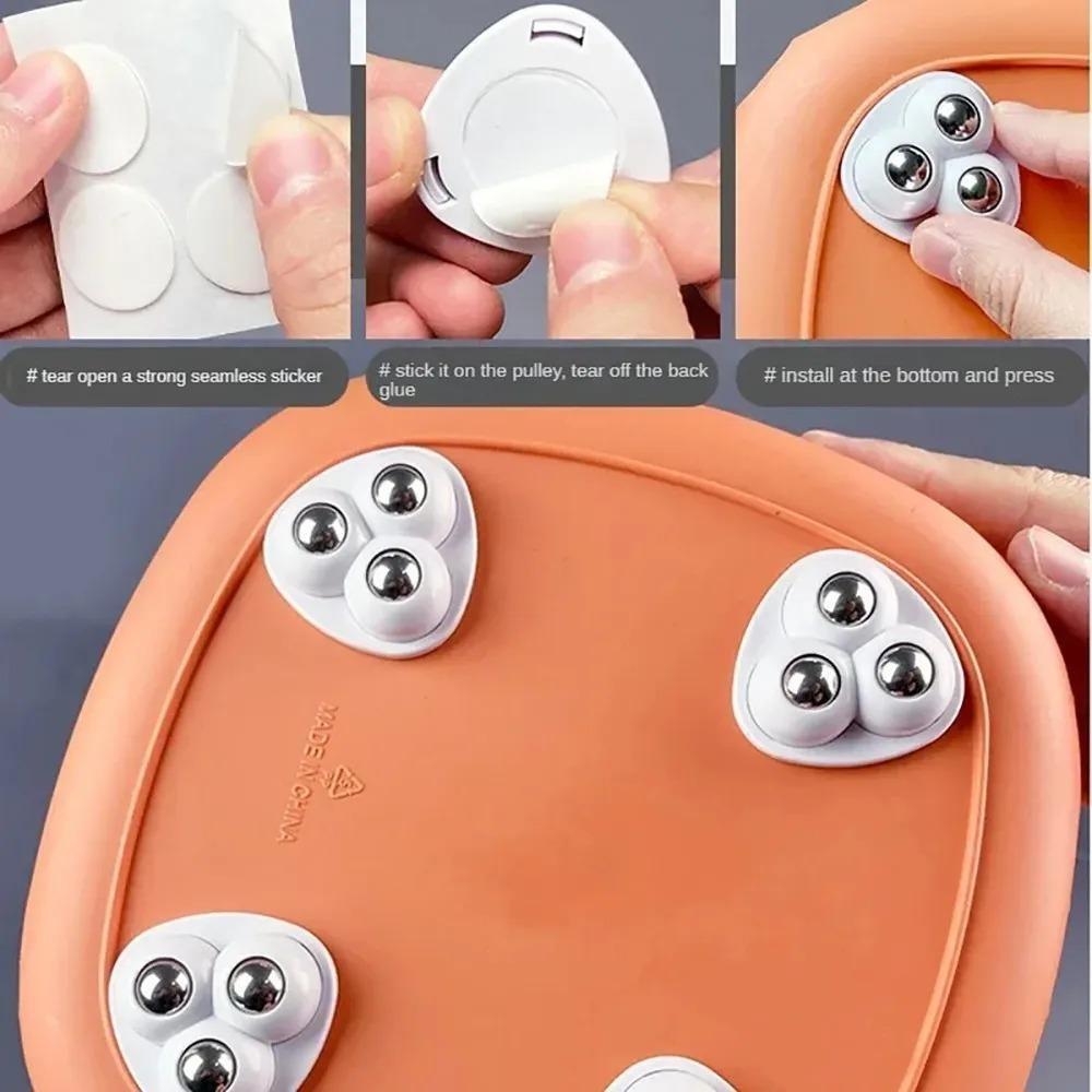 Self Adhesive Caster Mini Swivel Wheels Universal Stainless Steel Wheel 360° Rotation Pulley for Furniture Trash Can Bins