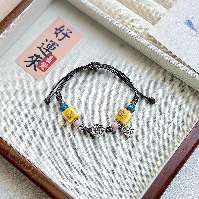 

Новый китайский стиль ремешок для переноски Артистичный новый китайский стиль свежий керамический браслет ретро этнический стиль национальный стиль браслет для студентки 232F auspicious fish