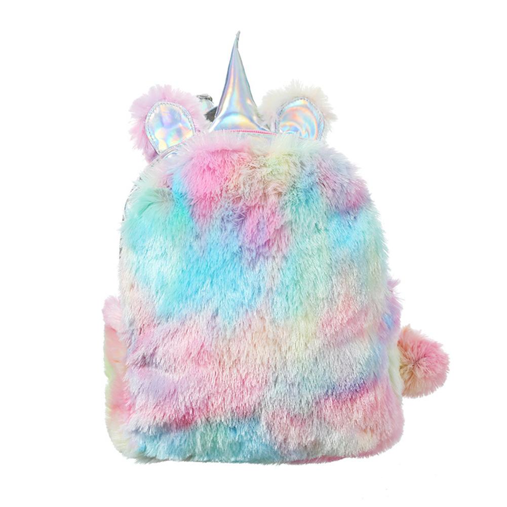 Women Fashion Single Corn Horse Backpacks Cartoon Lovely Plush Color Matching Girls School Bags Backpack