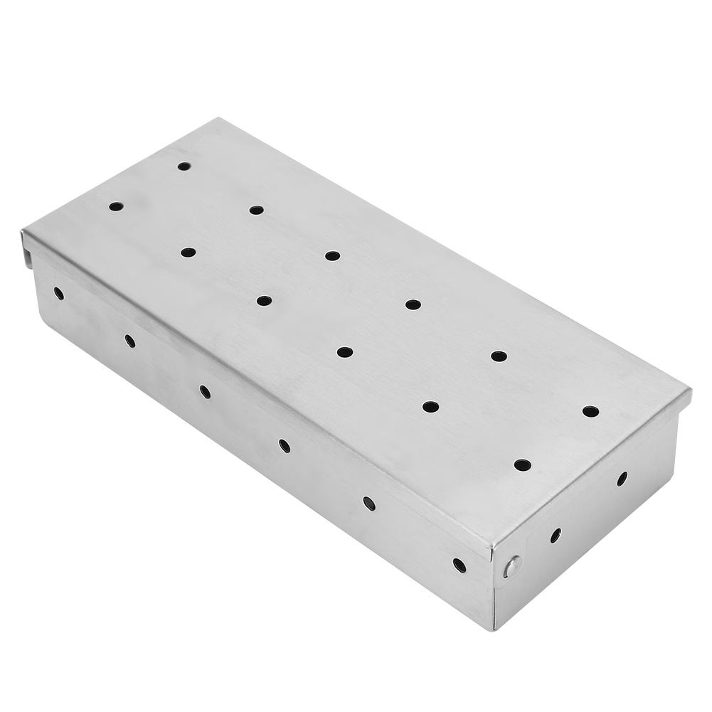 Large Capacity Stainless Steel Smoker Box BBQ Wood Chip Smoking Box Barbecue Grill Accessory