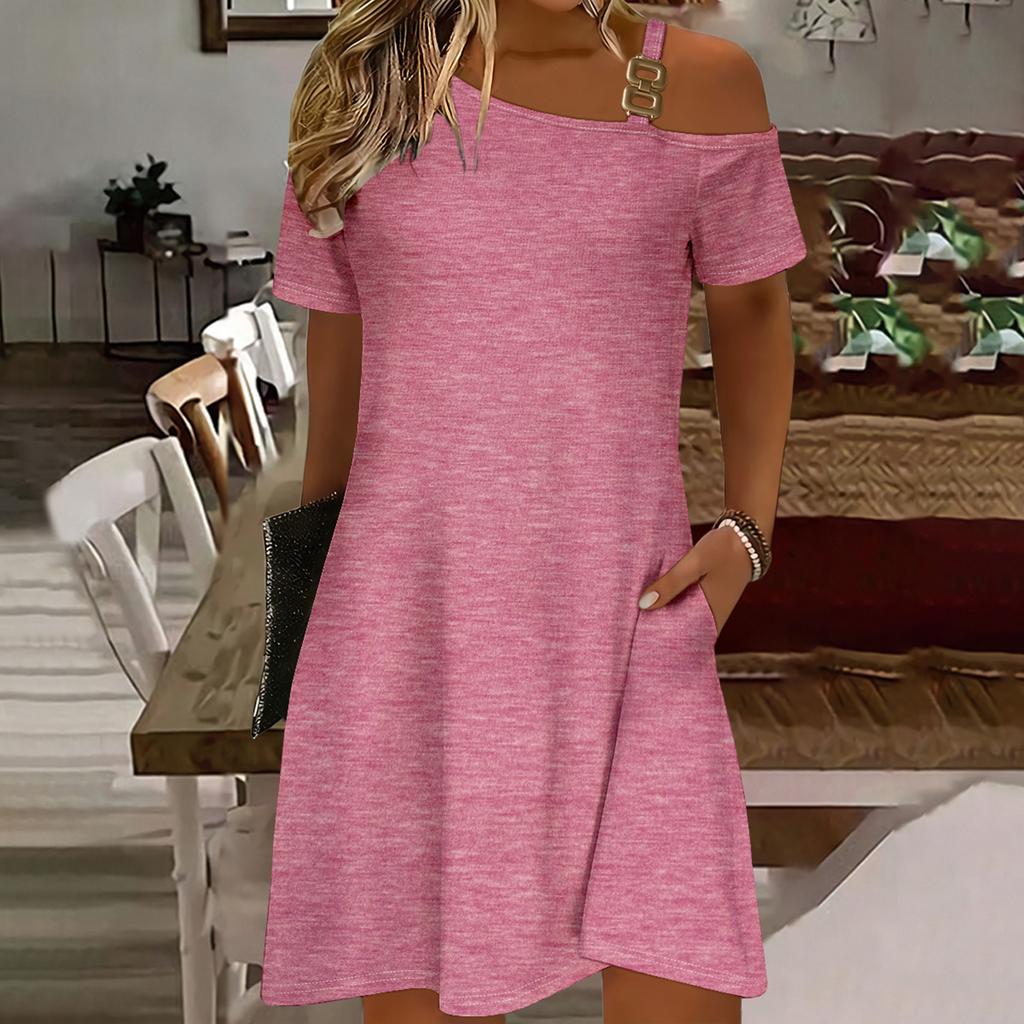 Women's Casual Loose-fitting Sexy Off-shoulder Short-sleeved Dress