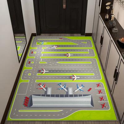 Spielmatten für Kinder Cartoon Flughafen Landebahnen Draufsicht Flugzeuge und Flugzeug Ankunft Teppich Kinderzimmer Spielzimmer Kinderzimmer Dekor