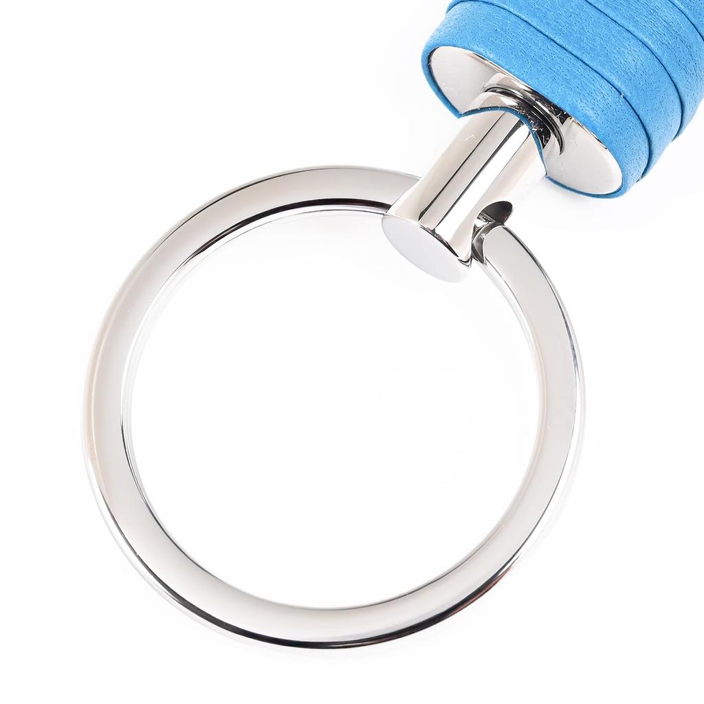 Bottega Veneta Intrecciato Leather Key Ring for Men and 113539 V3UN1 Made In Italy Women, Blue, 4418, [Used]