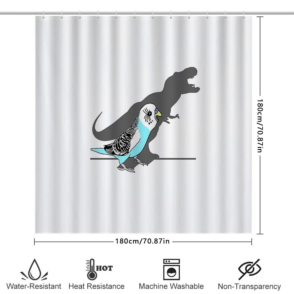 Jurassic Bird Shower Curtain Cute Dinosaur Pattern Bathroom Decor Washable Fabric Liner Tropical Forest Theme Home Textile Artis