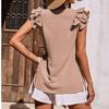 Summer Women's T-shirt in Contrasting Color with Open Shoulders and V-neck