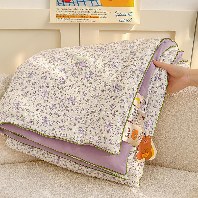 Washable Cotton Double Gauze Cartoon Summer Quilt for Mother and Baby - Soft, Fresh, and Thin Air Conditioning Blanket