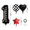Racing Theme Digital Black Aluminum Film Balloons Birthday Set for Children, Red Star Set
