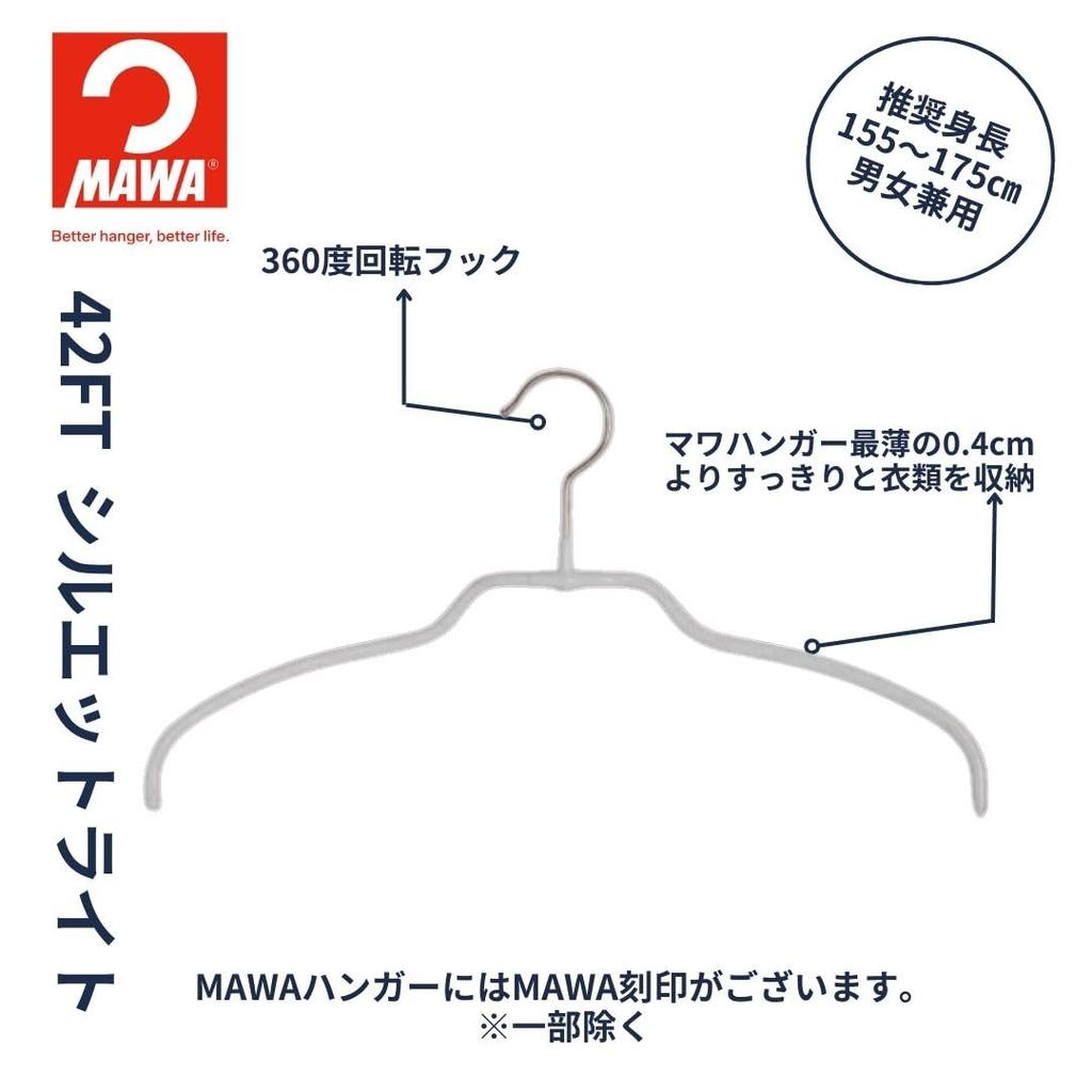 MAWA Silhouette Light Hangers from Warranty Non-Slip Germany, 42ft, 20-Pack, Black, 10-Year