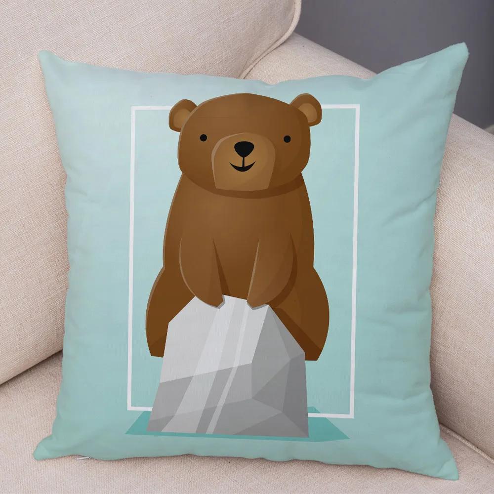 Cute Cartoon Animal Decoration Pillowcase Pig Bear Cow Shark  Sofa Room Cushion Cover Kindergarten Home