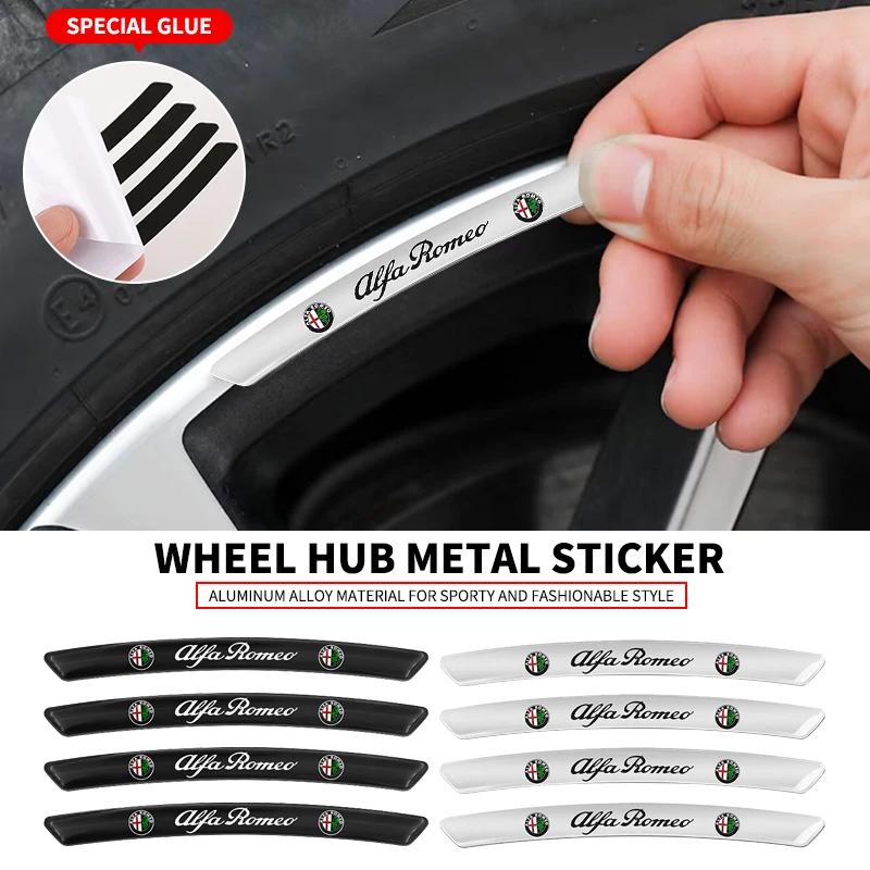 4Pcs Car Wheel Badge Sticker Emblem Decoration For Alfa Romeo 159 147 156 166 Giulietta Giulia Mito Stelvio Brera Spider ofh853