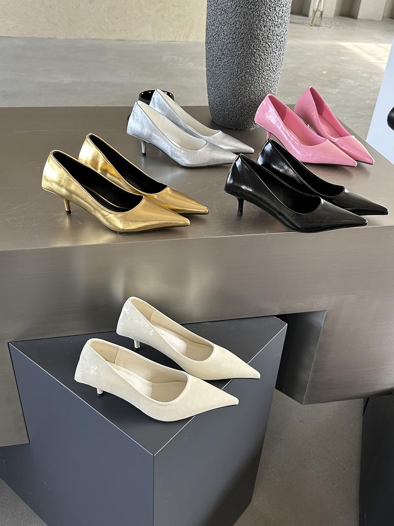 fashion Pointed Toe Women Pumps 2024 New Arrivals Black White Pink Silver Gold Autumn Spring Office Pumps Shoes Woman Thin High Heels 39