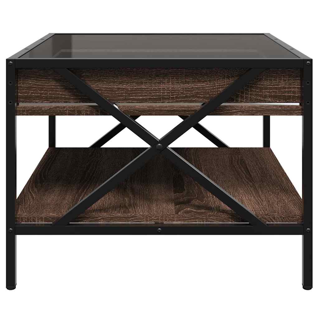 Tavolino da caffè LED Infinity Effetto Rovere Marrone 50x50x38 cm