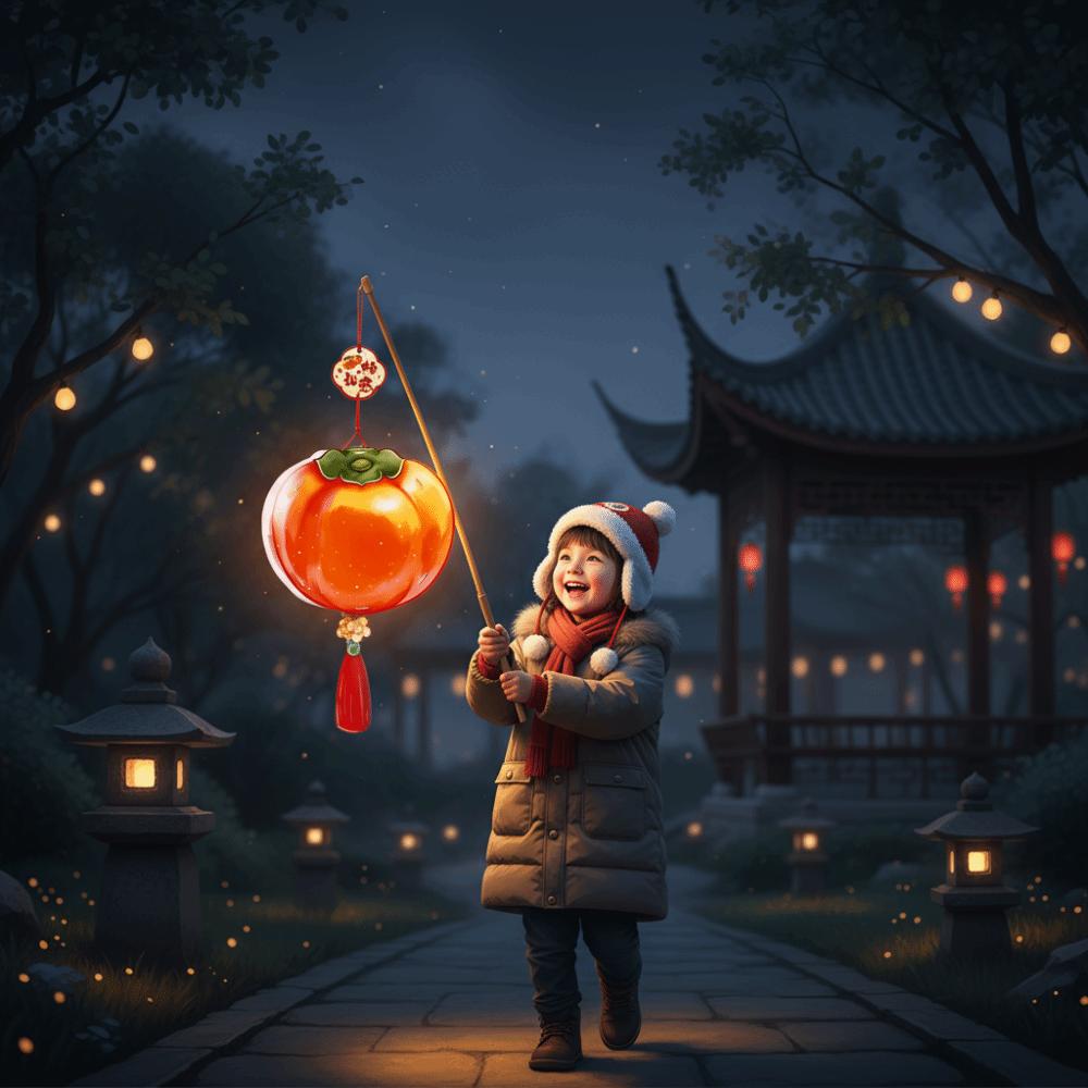 Handmade Persimmon Lantern Blessing Decorative with Tassel Handheld Lantern Glowing Props Material Package Flower Lanterns