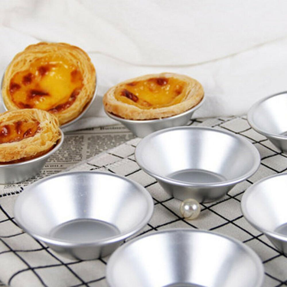 10pcs Aluminum Alloy Egg Tart Molds Candy Cake Muffin Baking Cups Pans Tins Pack