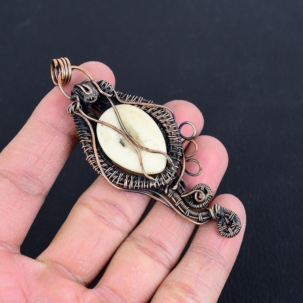 Carved Face 999 Copper Wire Wrapped Pendant, Handmade Gemstone Pendant Jewelry, Gifts For Wife Brand New Pendant