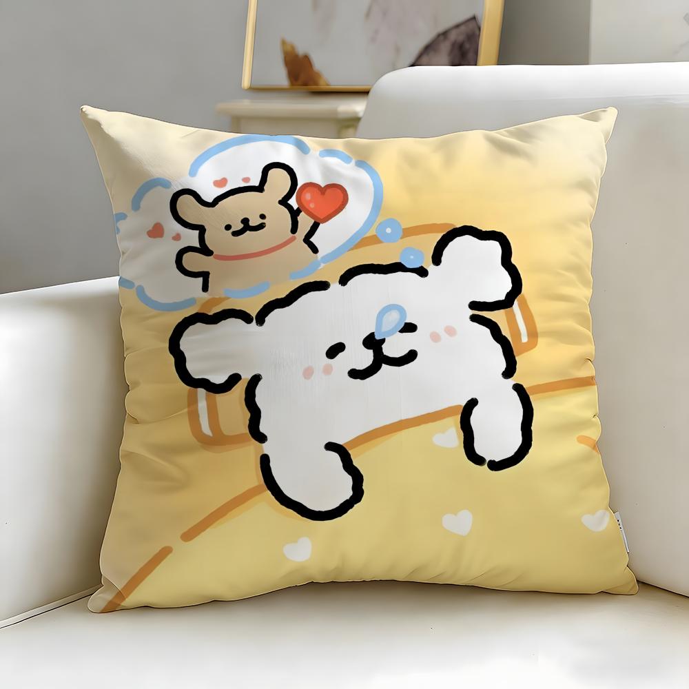 classic cartoon Line Puppy Cushion Cover Soft  EasyWash Pillow Case  Versatile for Couch Bed Travel and Office