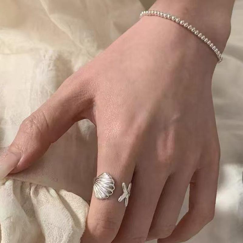 Classic Simple Multi Functional Ocean Series Spring/Summer Sea Star Shell Ring Exquisite and Generous Ring Jewelry